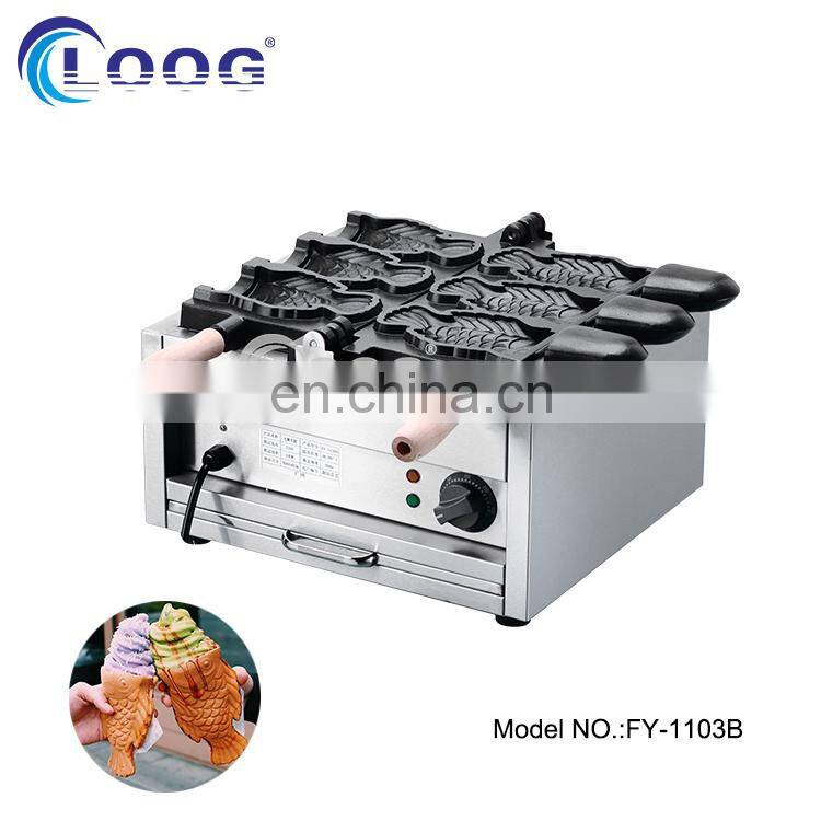 Nonstick Commercial Electric Taiyaki Waffle Maker/ Japanese Open Mouth Fish Ice Cream Taiyaki Machine