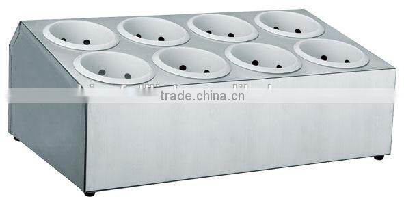 Double lines plastic stainless steel cutlery holder with 8 compartments