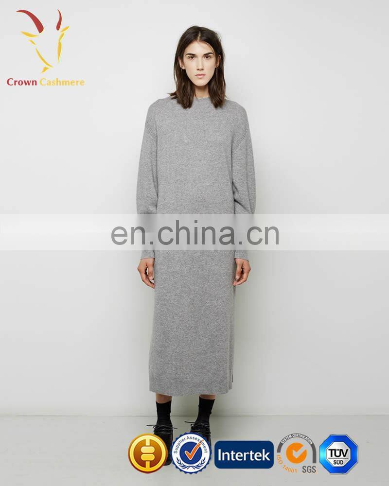 Latest Knitting Design Long Style Lady Fitted Winter Cashmere Dress