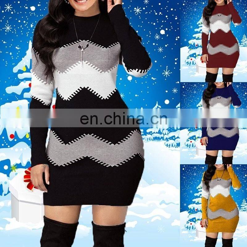 Wholesale custom-made women's Spring and autumn long-sleeved long-necked sweater pullover dress