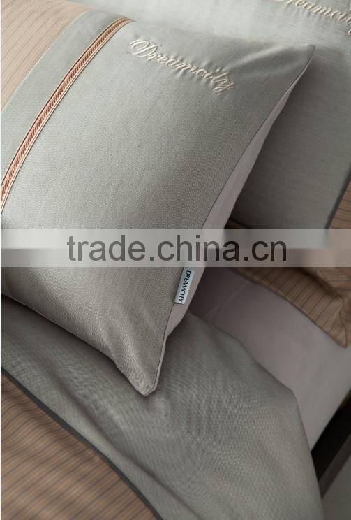 Golden color egyptian cotton flat bed sheet 6 pcs comforter set for Middle east embroidery bedding set