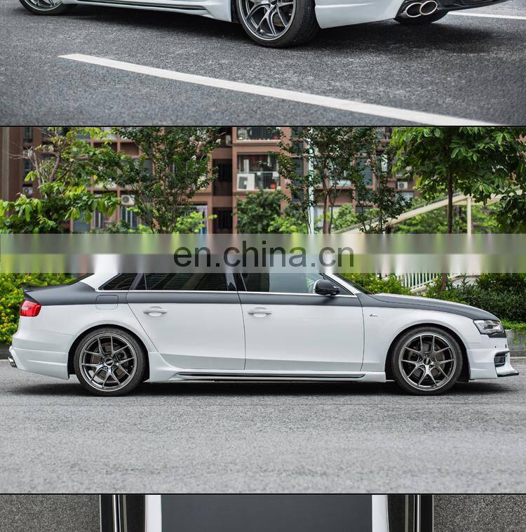 Runde ABS Material Car Modification Sport Style Front Rear Lip Side Skirt Spoiler Exhaust Suitable For 2013-2016 Audi A4L Body Kit