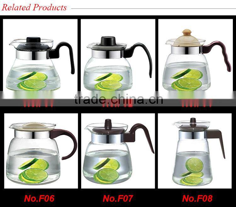 hand blown glass pitcher , glass pitcher with lid water pot 1000ml