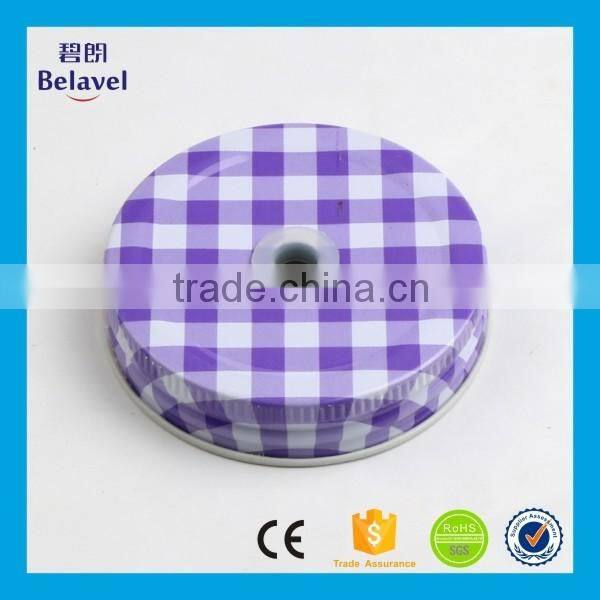 Bulk sale grid shape custom screw metal lid for mason jar with hole