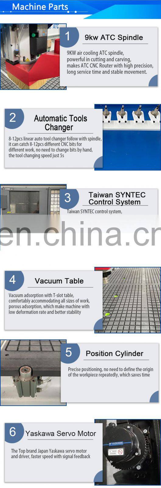 4*8ft cnc router woodworking machine 4 axis 1325 atc cnc wood router for mdf cutting wooden furniture door