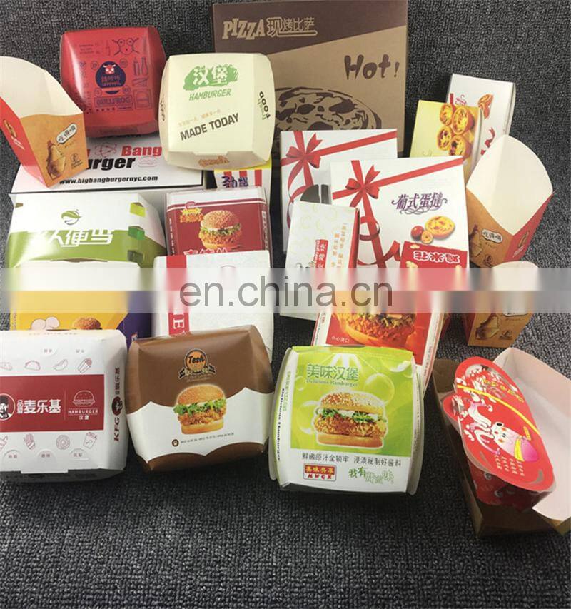 HBM800 Automatic disposable snack hotdog kraft Paper Box making machine, recycle fast food pizza packing box forming equipment