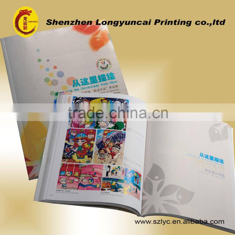 2014 Shenzhen factory small quantity accepted OEM silk-screen finishing and sewed stitching binding oem soft cover book printing