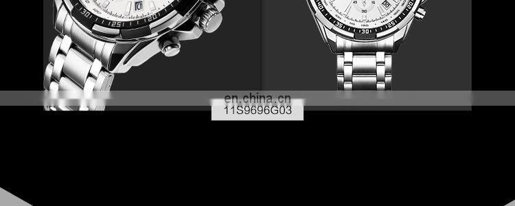 SINOBI Men Luxury Watch S9696G Multifunctional Stainless Steel Night Light Function Date Display Men's Watches Jam Tangan Pria