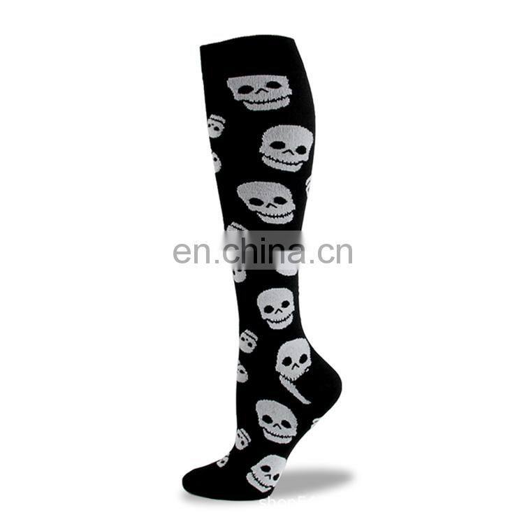 Novelty 20-30 mmhg Skeleton Bats Women Men Stocking Pumpkin Alien ET Mummy Pattern Jacquard Spooky Halloween Compression Socks