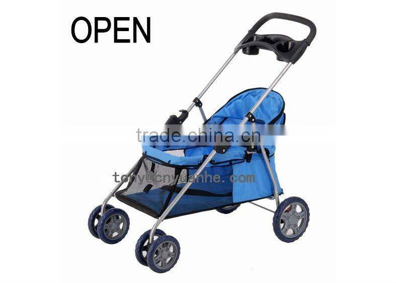 pink 4 wheels pet dog cat stroller/trolley