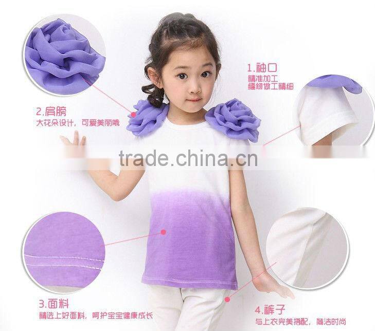 B2W2 kids casual sets, big children sport suits, girl flower suits