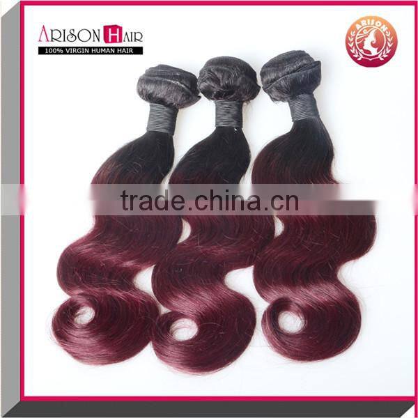 Brazilian Double WeftBody Wave 1b 99j Colored Three Tone Hair Weave