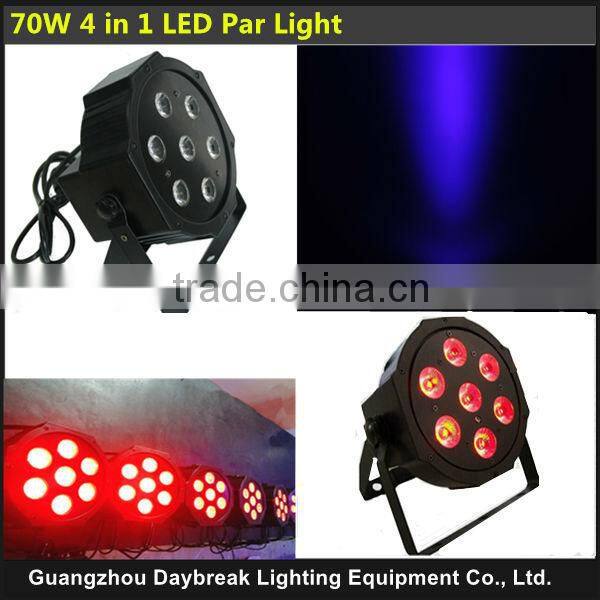 7*10w Quad led slim par light, 7*10W RGBW 4-in-1 High brightness LED flat par can, LED Par Light