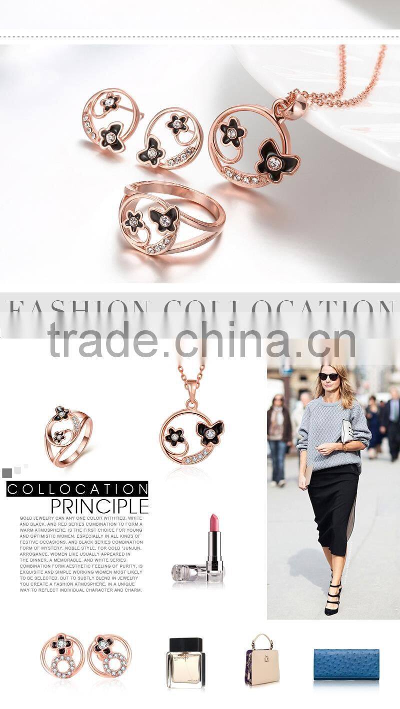 Top sale 18K Gold Plated whole set Jewelry with necklace, ring and earrings