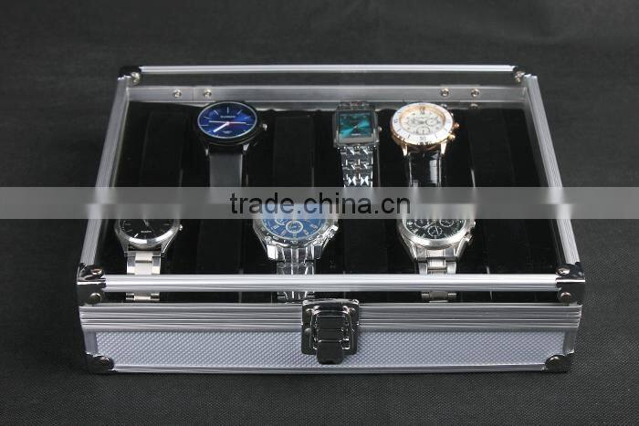 C67 ANPHY 12 unit watch display case aluminium watch box flannelette