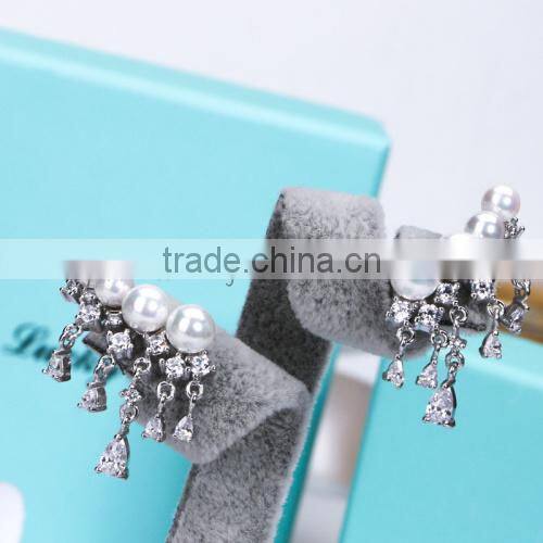 hot selling 925 sterling silver diamond stud earrings for wedding