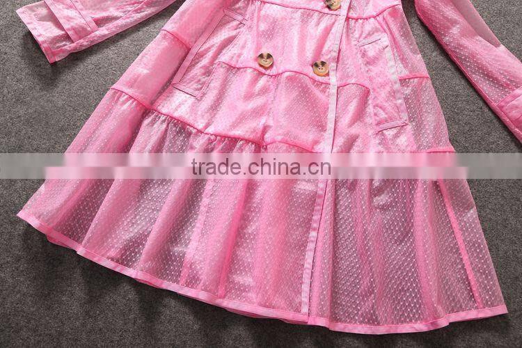 Unique brands designs fashion 2014 hot selling sexy lace turn-down collar double breasted thin coat for trendy women C17281