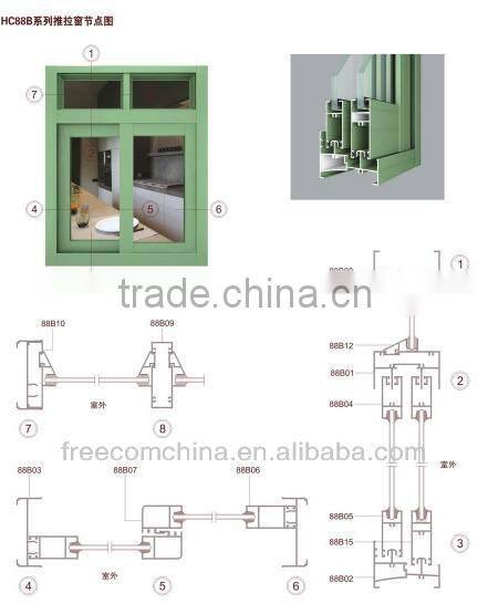 Good quality Indoor durable and cheap aluminum frame sliding window wholesales