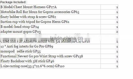 Factory Supply 26 in 1 Family Kit Go Pro Accessories Set GoPros Accessories Pack for GoPros Heros 4 3+ 3 sjcam SJ4000