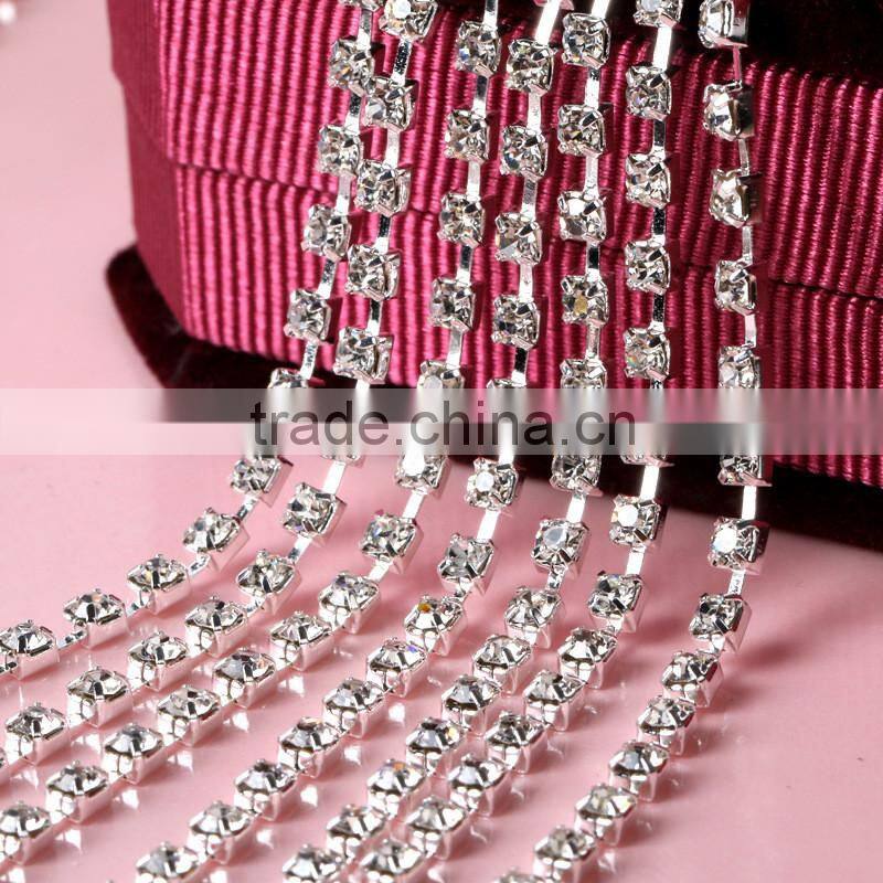 Custom Design Accept Cheapest Wholesales AAA Quality Shinny Crystal Cup Roll Rhinestone Chain for Jewelry Cheapest