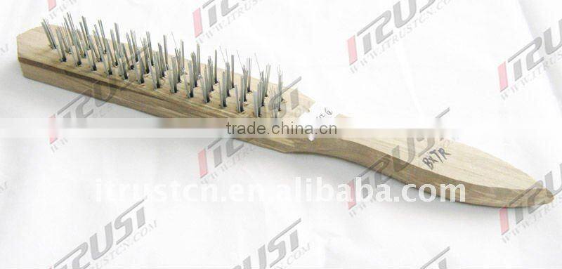 steel wire brush with wooden handle