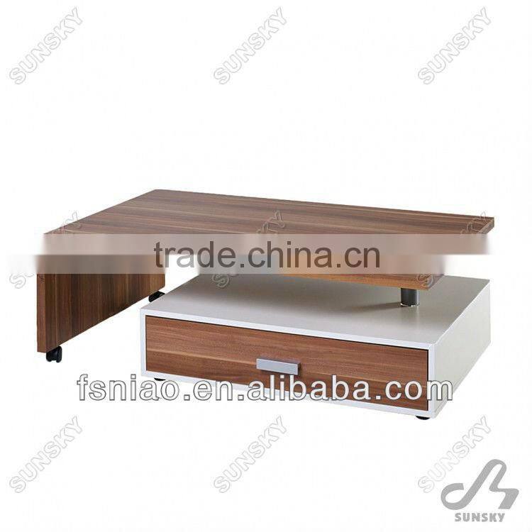 modern panel roating coffee table with wheels 25-1(4268)