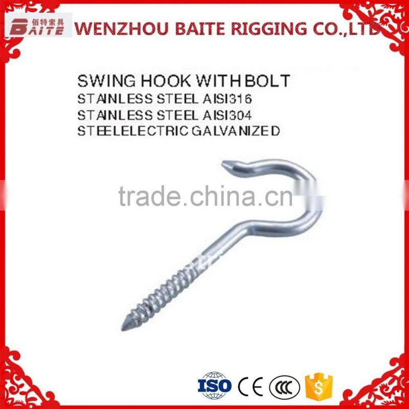 China Supplier Sale Rigging Screw Galvanize Swing Hook Screw Steel Electric Galvanized Carabiner Wholesale
