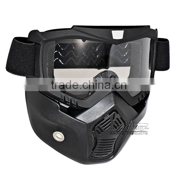BJ-MG-022 High Quality Motocross Full Face Protective Safty Goggles Face PE+PC silicone antiskid stripe Clear Transparent Goggle