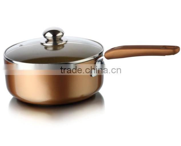 Aluminum Non-stick Press Saucepan Sauce Cooking Pasta Noodle Soup Pot Long Soft Touch Handle