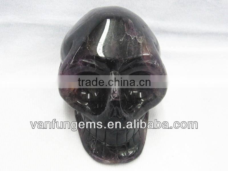 Natural Quartz Carving Skull Blue Cherry Quartz