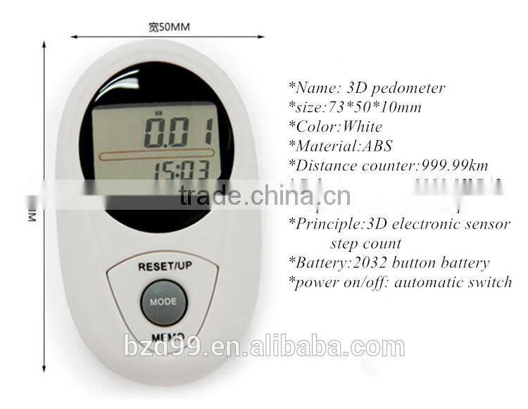 New Multi-functional Digital Porket Walking 3D Pedometer with 12/24 Time System and 7days Memory Pedometer /OEM/ODM Manufacturer