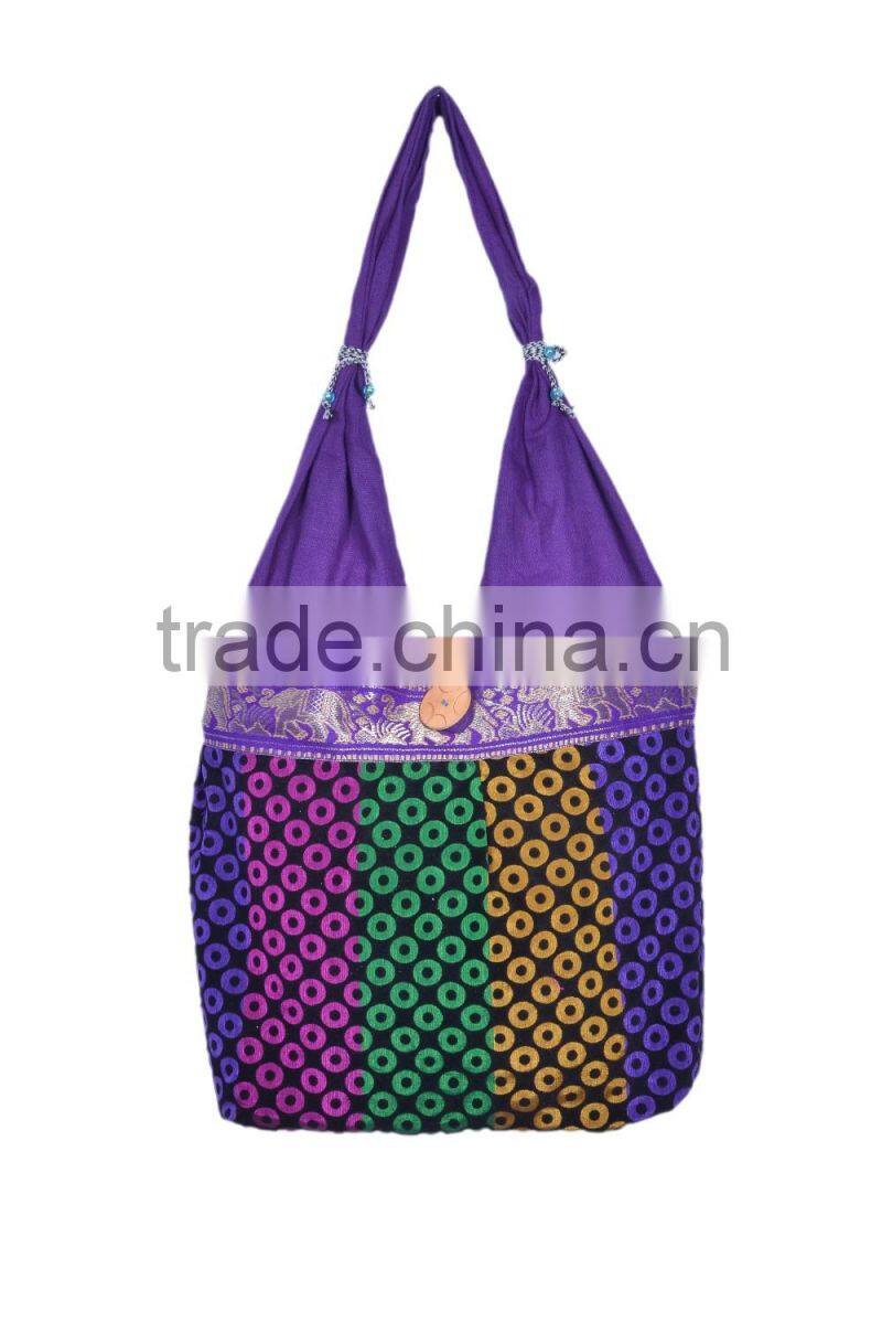 Cotton Fabric Multicolored Shoulder Bag