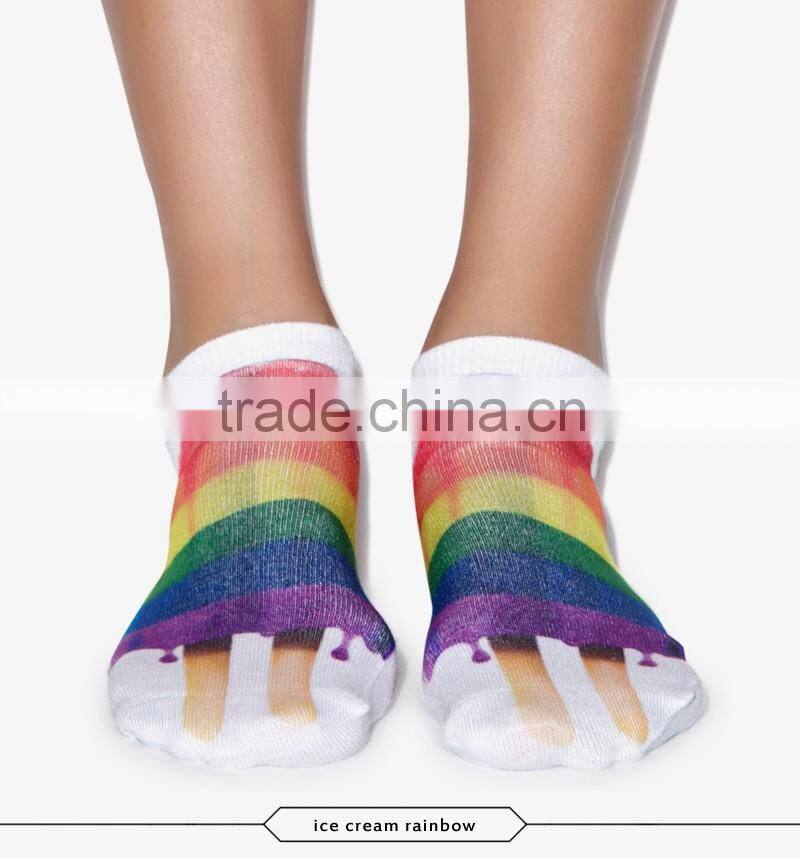 fashion diamonds foot wear high quality 3d digital full print colorful ankle socks sports unisex custom hot sale stretch spandex