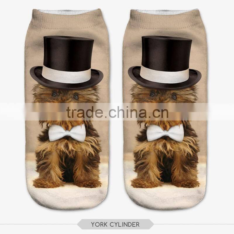yoya lovely little puppy high quality 3d digital full print colorful ankle socks sports unisex custom hot sale stretch spandex