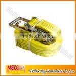 Rubber handle 2" 50mm width cargo strap J metal hooks /2inch cargo lashing 5000bs