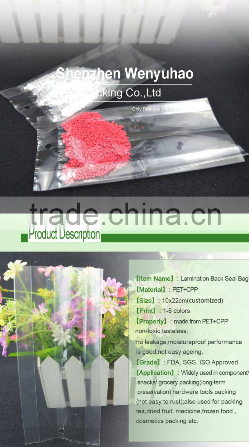 PET / CPP lamination transparent side gusset plastic bag with adhesive seal