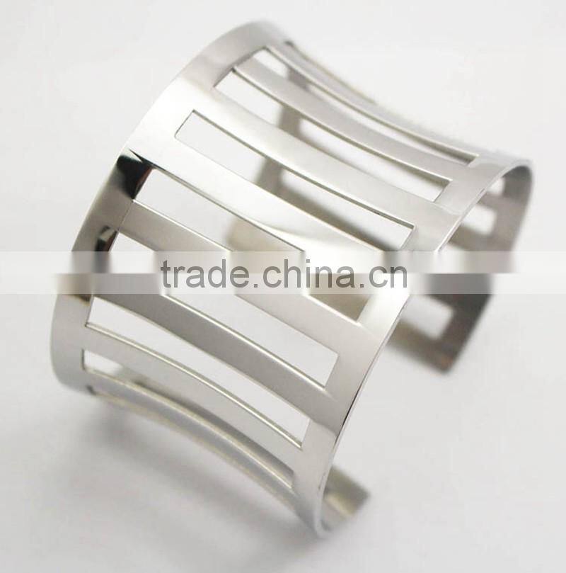 Punk Stainless Steel Cuff Metal Bangle Hollow out Bracelet