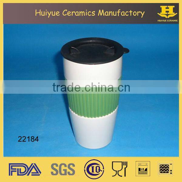 printing cup with silicon lid, porcelain cup with lid