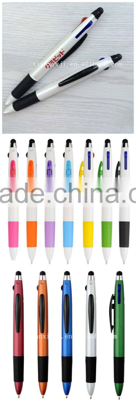 office and school supplies 3 color ballpoint pen with stylus