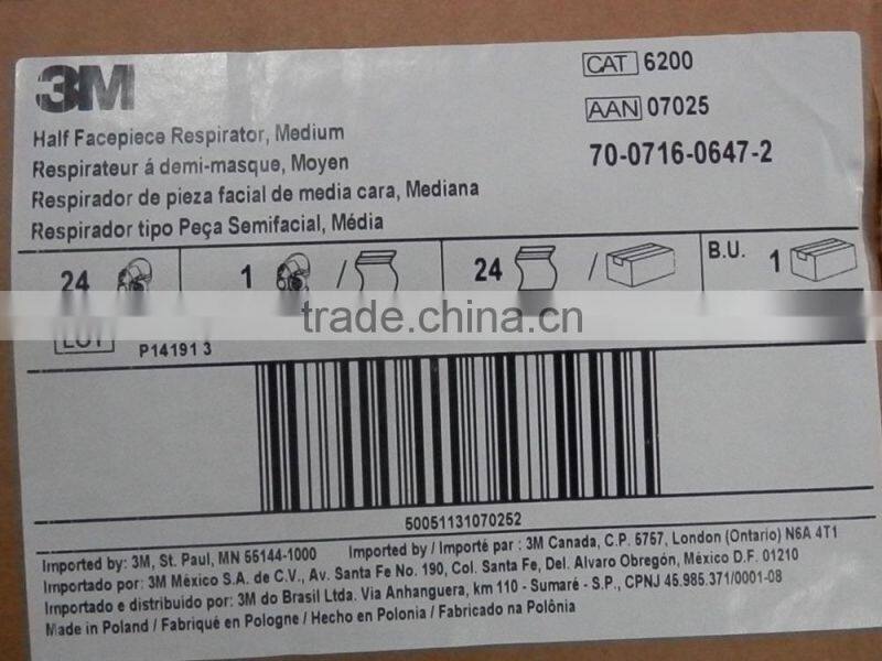 3M half face gas mask CE approved 3M 6200 mask 3m industrial face mask
