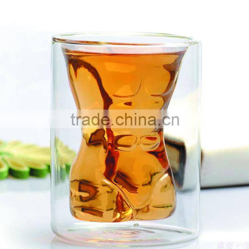 Premium lovers teacup 200ml tea cup with man and woman style special couple teaware boorsilicate glass teaset