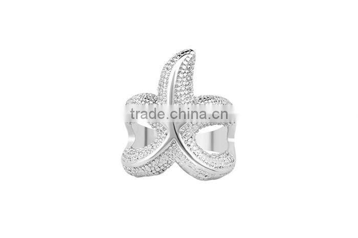 Cheap fashion jewelry zinc alloy metal starfish finger ring for women