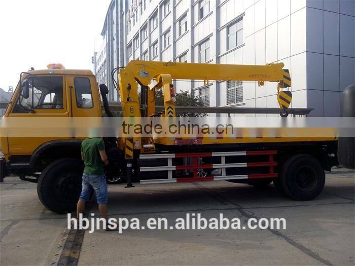 right hand drive yellow color Flatbed Wrecker truck With Crane 5ton