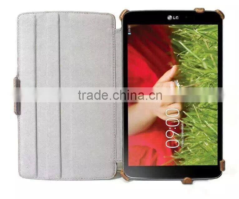 Wholesale book design leather case, flip pattern pu leather case for LG G Tabled 8.3 V500