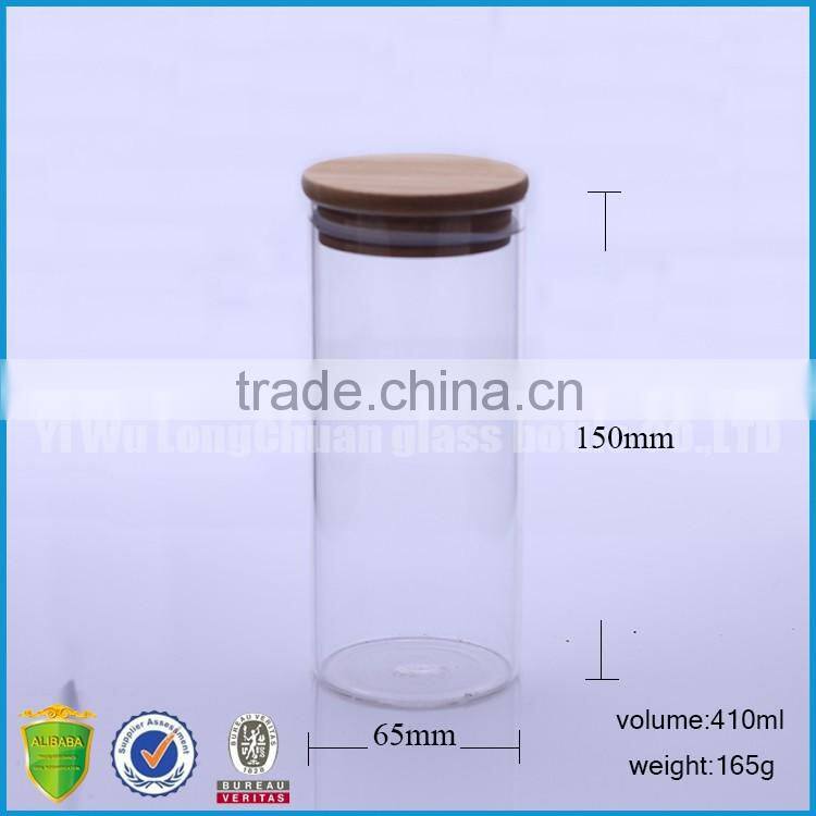 14oz glass bottle with bamboo/cork/wooden lid