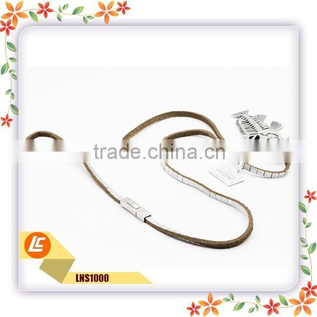 2016 New fish bones pendant for women leather necklace