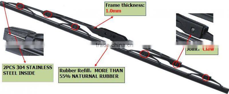 T650 Smooth No Streaking Quiet Metro Front Driver Vehicle Accessories Japanese Car Windshield Stealth Passager Wiper Blade