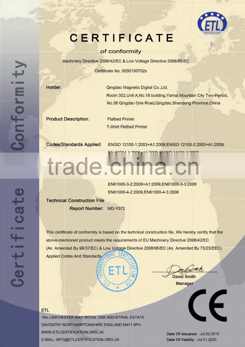 2015 newest digital t-shirt printer/flatbed digital t-shirt printer for sale