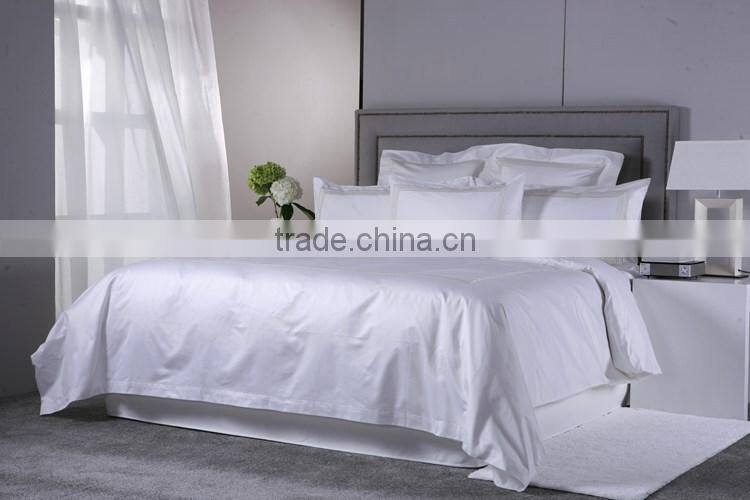 Hotel Stitch Embroidered Cotton Sateen Duvet Cover Bed Sheet Set