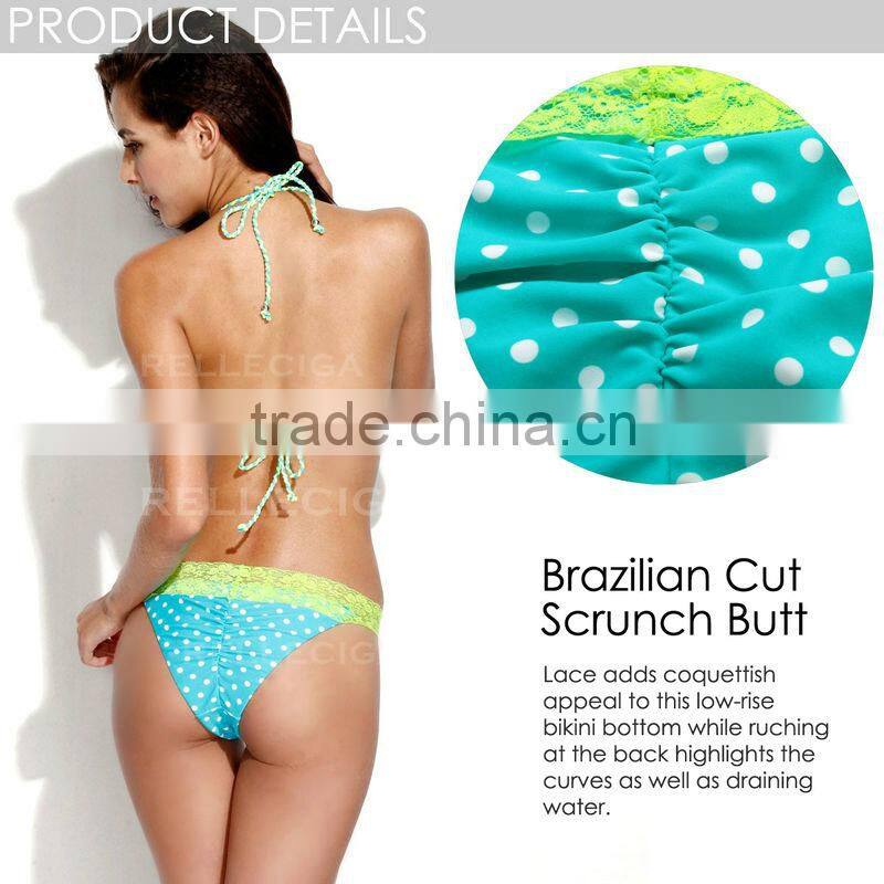 RELLECIGA 2014 New Lace Triangle Teen Bikini Swimwear with Brazilian Cut Scrunch Butt